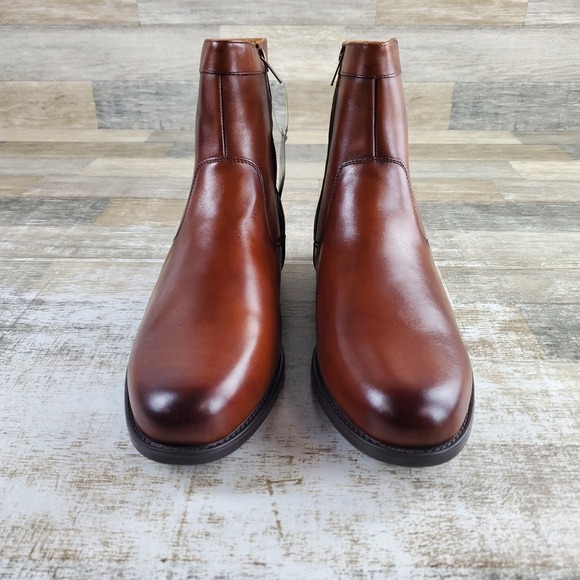 Florsheim Midtown Mens Boots Sz 11 3E Cognac Leather Plain Toe Side Zipper main image 4